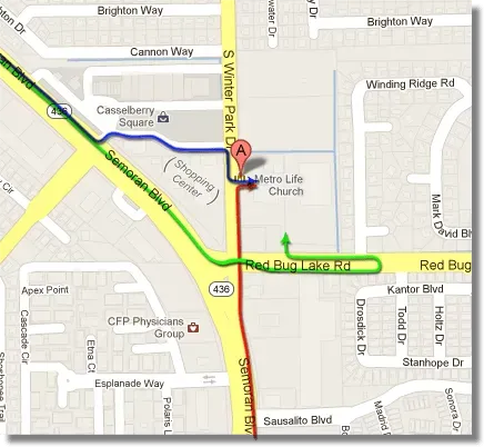 Map of Boutique for a Week sale location at Metro Life Church in Casselberry FL